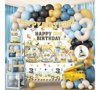 290 decorazioni per 3° compleanno, set tutto in uno per 25 ospiti | Facile da installare, include stoviglie, sfondo, tende a frange, striscioni, palloncini e altro ancora per la festa del 3°