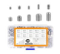 290 Pezzi Viti Senza Testa Esagonale, M3 M4 M5 M6 M8 Viti per Maniglia Porta in Acciaio Inossidabile Assortimento, Vite a Testa Cilindrica Esagono Incassato per Maniglie Porte, Rubinetto