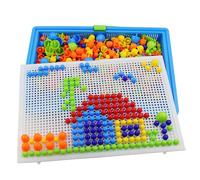 296 Pezzi Puzzle per Unghie a Forma di Puzzle con Pioli Colorati, Blocchi