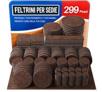 299 Pezzi Feltrini Adesivi per Sedie, Diverse Dimensioni, Antigraffio e Silenziosi, Forte Adesione, Set Grande, Marrone