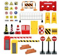 29pcs Mini Segnali Stradali, Segnale Stradale Giocattolo, Mini Cono Stradale, Segnaletica Stradale per Bambini, Giocattoli Educativi per Segnali Stradali per Bambini