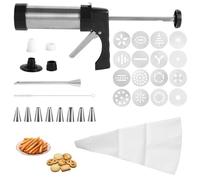 29pz Kit di Pistola Biscotti in Acciaio inossidabile, Include Pistola Spara Biscotti Dischi Stampi Set Sac à Poche Spazzola per Pulizia Istruzioni Manuali per Torte Dolci Biscotto Fai Da Te
