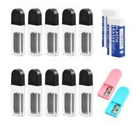 2B Compasso Ricariche 100 Pezzi, 2mm Mine di Ricambio per Compasso, Lunghezza 20mm, Ricarica per Bussola con 2 Temperamatite e 2 Gomma, per Creazione di Disegni Matematici