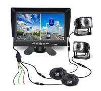 2CH 7" IPS Autobus for camion auto schermo AHD DVR. Monitor With Digital Video Recorder For Ahd. Front Rear Reverse Backup Camera 1024X600 Installazione facile(White)