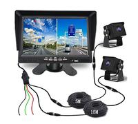 2CH 7" IPS Autobus for camion auto schermo AHD DVR. Monitor With Digital Video Recorder For Ahd. Front Rear Reverse Backup Camera 1024X600(Noir)