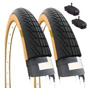 ECOVELO 2 Copertoni 20 x 1.75 (47-406) + 2 Camere con Valvola America per Graziella Bicicletta Bici City Bike Nero Para