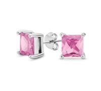 2Ct Rosa Principessa Taglio Brillante Cubic Zirconia Piazza Cz Orecchini Per Le Donne .925 Argento 7Mm