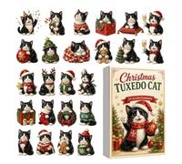 2D Acrylic Cute Cat Ornaments | Cat Countdown Calendar | 24 Days Christmas Calendar For Tree Wall Wreath Mantel Holiday Door Window