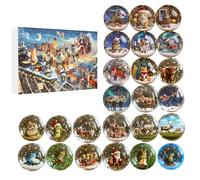 2D Acrylic Decor 24 Days, Animal Ornament Advent Christmas Calendar 2025, Animal Advent Christmas Tree Ornament - for Home Wall Window Car Rearview Mirror Adults Kids Vacation Holiday Party Favors