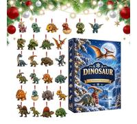 2D Acrylic Dinosaur Desktop Decoration Keychain Countdown to Christmas | 24 Days Calendar Ornament Countdown to Christmas for Holiday Seasonal Halloween Thanksgiving