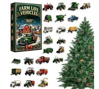 2d Acrylic Farm Vehicles Decor, Christmas Countdown Calendar Advent | Farm Life Calendar Advent, 24-Day Calendar Advent for Windowsill Mantel Office Car Holiday Party Home Celebration Festival