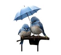 2D Acrylic Garden Stakes - Flat Ground Insert | Blue Bird With Umbrella Whimsical Sign | Weatherproof Windproof Reusable For Patio Front Yard Backyard Path Planter Decoration 30x23.5cm