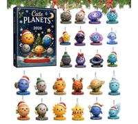 2D Acrylic Planet Themed Holiday Advent | Christmas Countdown Calendar | 24-Day Count Down To Christmas Pendants For Apartment Living Room Bedroom Game Room Bookshelf Office School