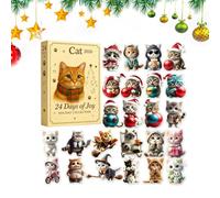 2D Cute Acrylic Cat Ornaments, Christmas Decoration Countdown Calendar | Christmas Decoration Countdown Calendar24 Days Calendar for Holiday Party, Tree, Mantel, Wall, Window