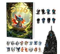 2D Cute Ornament Decor Christmas Dragon Countdown 24 pezzi acrilico | Christmas Dragon Pendants for Holiday School Apartment Office Birthday Home Room Classroom