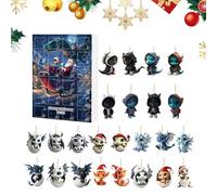 2D Dragon advnt calendar - Acrylic 24 Day Christmas Countdown Ornament Set, Cute Cartoon Decoration, Smooth Edge Design, | Charming Festive Ornaments With Joyful Theme For Kids Teens Adults Family