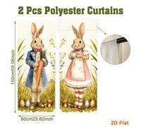 2D Flat - 2D Flat - Set tende in stile una di coniglietti pasquali con un design e a uovo, ideali per decorare le finestre del tuo soggiorno o camera da letto per le celebrazioni primaverili