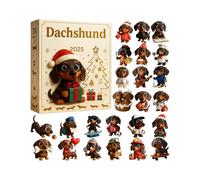 2D Flat Acrylic Collectible Cute Christmas Dog Pendant - Dachshund Christmas Advent | Countdown Calendar Dachshund Figurine For Adults Teen Family