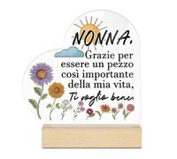 [2D Flat] Putuo Decor 1pz Acrilico a Forma di Base in Legno Decorazione Tavolo, Nonna. Ti Ringrazio per Così della Mia Vita. Ti Amo, Decorazione da Scrivania per Casa, , Soggiorno, Regalo