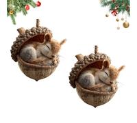 2D Forest Animal Acorn Ornaments, Cozy Forest Christmas Ornaments, 2026 New Pine Cone Animal Decoration, for Bag, Backpack Keychain, Wall Room, Garden Decoration (brown-h,2PCS)