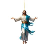 2D Retro Jesus Car Hanging Decor, Acrylic Jesus Christmas Ornaments, Car Mirror Hanging Accessories for Women Men