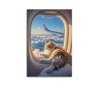 2D, squisito dipinto decorativo stampato, c'è un enorme gatto sulle nuvole spesse, sdraiato sulle nuvole e dorme, adatto da appendere nella tua camera da letto poster tela da parete per soggiorno