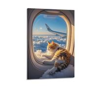 2D, squisito dipinto decorativo stampato, c'è un enorme gatto sulle nuvole spesse, sdraiato sulle nuvole e dorme, adatto da appendere nella tua camera da letto poster tela da parete per soggiorno