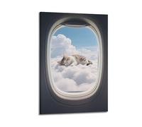 2D, squisito dipinto decorativo stampato, c'è un enorme gatto sulle nuvole spesse, sdraiato sulle nuvole e dorme, adatto da appendere nella tua camera da letto poster tela da parete per soggiorno