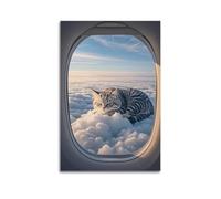2D, squisito dipinto decorativo stampato, c'è un enorme gatto sulle nuvole spesse, sdraiato sulle nuvole e dorme, adatto da appendere nella tua camera da letto poster tela da parete per soggiorno