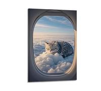 2D, squisito dipinto decorativo stampato, c'è un enorme gatto sulle nuvole spesse, sdraiato sulle nuvole e dorme, adatto da appendere nella tua camera da letto poster tela da parete per soggiorno