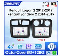 2Din Android Autoradio Carplay per Renault Logan 2 2012-2016 2017 2018 2019 Sandero Lettore Multimediale GPS Navi Stereo Audio 4G P1L A-4Core-1G 16G
