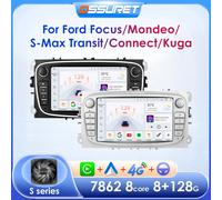4G Android 14 2Din Radio Lettore multimediale per auto 2 Din 7 pollici Autoradio per Ford Focus S-Max Mondeo Galaxy C-Max Kuga Navi GPS RDS S8 (8G 128G) Black