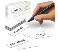 2DOBOARD Strisce magnetiche scrivibili - 7,5 cm x 2,5 cm bianco - 75 pezzi - Targhe magnetiche da scrivere - per frigorifero, lavagna e lavagna - Etichette magnetiche