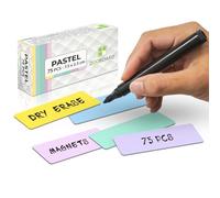2DOBOARD Strisce magnetiche scrivibili - 7,5 cm x 2,5 cm Pastel - 75 pezzi - Targhe magnetiche da scrivere - per frigorifero, lavagna e lavagna - Etichette magnetiche