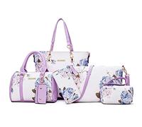 2E-youth Borse e borse di design per le donne borsa a tracolla Tote Top Handle Bag, 1A-viola e bianco