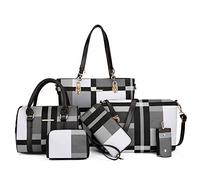 2E-youth - Borse e pelletteria di design da donna, borsa a spalla con tracolla e manico, nero, bianco, grigio., Large