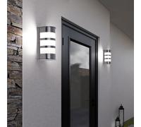 2er Set Acciaio Inox Esterno Luci Base Casa Parete Lampade Cortile Faretto IP44 [EEK: Non valutato]
