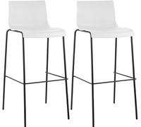 CLP Sgabelli alti Hover – Set 2 in polipropilene con schienale, bianco con telaio nero