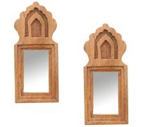 2er Set Boho Decorazione Parete Specchio Muro per Cosmetici Truccarsi 22cm