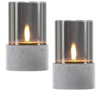 2er Set Candela LED Vetro Lanterna a Vento Esterno Indoor Davanzale Decorazione