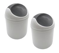 2er Set Cestino Weiß1, 5l Tavolo Mini Dei Rifiuti Con Coperchio Oscillante