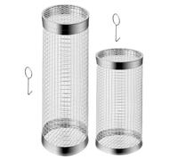 2er Set Cilindrico Cesto Griglia Tondo Acciaio Inox Verdure Grillnetz Con Gancio