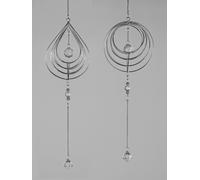 2er Set Ciondolo Decorativo Anelli E Gocce L.40cm Argento IN Metallo formano