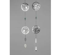 2er Set Ciondolo Decorativo Cerchi Con Gatto E Uccello 82cm Argento Inox formano