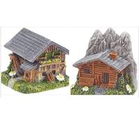 2er Set Cuccia di montagna circa 4 cm e capanna circa 3 cm come decorazione, decorazione per feste, decorazione regalo, statuetta decorativa da tavolo, miniatura da collezione e bricolage