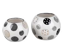 2er Set Decorazione Kugelvasen Moderno Trend Style H.10 + 12cm Nero Bianco