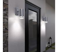 2er Set Design Parete Giù Illuminazione Argento Luci Balcone Tondo Vetro Faretto [EEK: Inaditato]