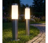 2er Set Esterni da Pavimento Supporto Lampada Acciaio Inox IP44 Giardino Garage [EEK: Non valutato]