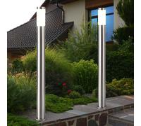2er Set Esterno da Pavimento Lampade Colonne Argento Giardino Prato A Supporto [EEK: Non valutato]