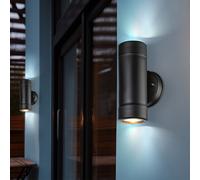 Set di 2 lampade da parete per esterni UP Down LED facciate giardino terrazze illuminazione apparecchi IP 44 nero